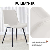 English Elm White Artificial Leather Backrest Cushion Dining Chair, Black Metal Legs, Curved Widened Cushion Design For More Comfort, Suitable For Restaurants, Kitchens, Bedrooms, Offices.(6 Chairs) 0502