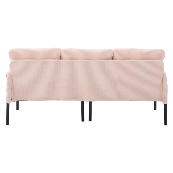 English Elm United We Win Corduroy Loveseat Plush Ergonomic Sofa with Spring Support Metal Legs Pink W1568P410044