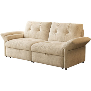 English Elm This Chenille Convertible Sofa Bed Seats Three and Unfolds Flat for Guests Easily Beige W3820S00045