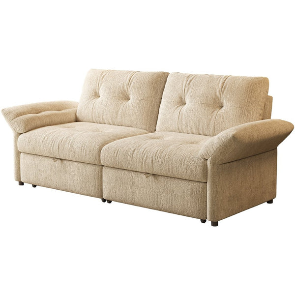 English Elm This Chenille Convertible Sofa Bed Seats Three and Unfolds Flat for Guests Easily Beige W3820S00045