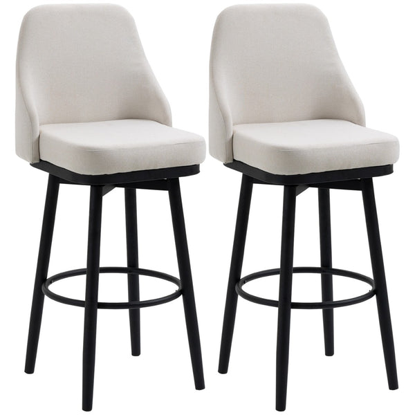 English Elm Homcom Swivel Barstools Set of 2 Foam Padded Linen Seats with Steel Frame W2225P229722