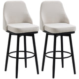 English Elm Homcom Bar Height Bar Stools Set Of 2, Modern 360° Swivel Barstools, 29.5 Inch Seat Height Upholstered Kitchen Chairs With Steel Legs and Footrest, Cream White