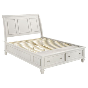 English Elm Rocco Queen Storage Bed Set Carved Hardwood Cream Finish Brushed Nickel Four Piece B062S00735