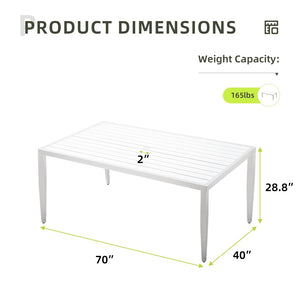 English Elm Outdoor Patio Aluminum 40"X70" Two-Tone Table - Modern Design, Lightweight, Umbrella Hole & Safe Edges W1886P164363-GIGA