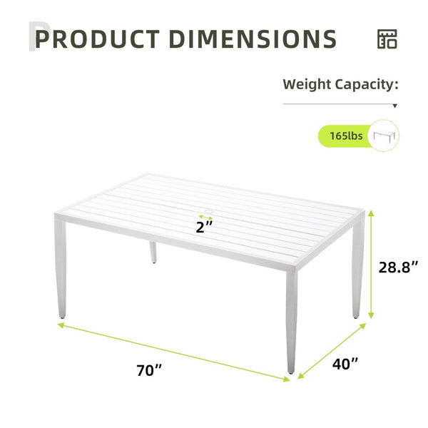 English Elm Outdoor Patio Aluminum 40"X70" Two-Tone Table - Modern Design, Lightweight, Umbrella Hole & Safe Edges W1886P164363-GIGA