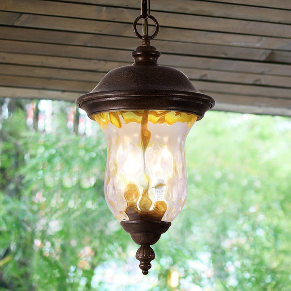 English Elm 19"(h) Rustic Aluminum Pendant Lantern Weatherproof Farmhouse Porch and Patio Light W2312P415975