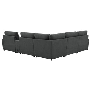English Elm Hollander Six Piece Modular Sectional with Power Recliners and Deep Cushion Seating B062S01780