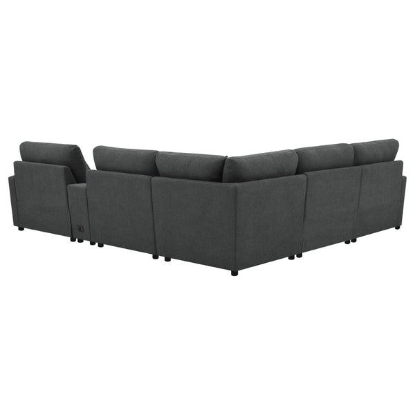 English Elm Hollander Six Piece Modular Sectional with Power Recliners and Deep Cushion Seating B062S01780