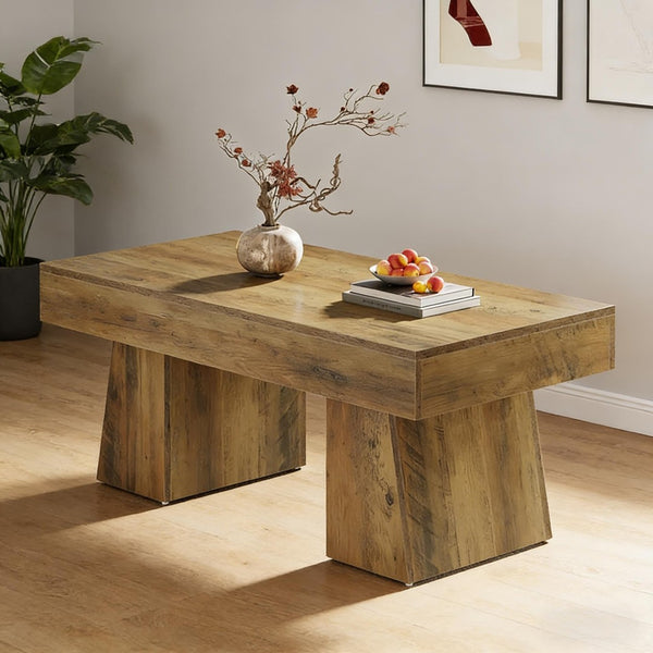 English Elm Wooden Rustic Mdf Coffee Table Open Base Rectangular Design for Living Room Decor T3971P449559