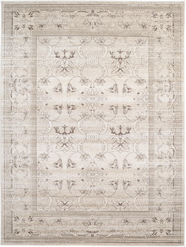 Unique Loom La Jolla Botanica Machine Made Floral Rug Ivory, Beige/Ivory/Light Brown 9' 0" x 12' 0"