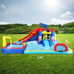 English Elm 10 in 1 Inflatable Backyard Water Park with Slide Bounce Zone Climbing Wall Pool W167790000