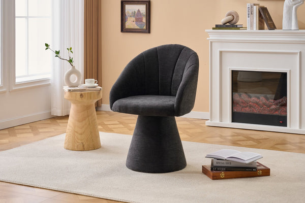 English Elm 068-chenille Swivel Accent Armchair Sculptural Curved Back Upholstered Living Room Seat Gray W527P438695