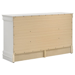 English Elm Frances Six Drawer Dresser Warm Wood Grain Finish with Nickel Bail Handles for Bedroom White B062P447791