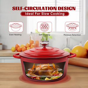 English Elm Miereirl Enameled 4.5 Quart Dutch Oven Red with Shower Lid, Nonstick Porcelain Coating, Versatile Cooking T3950P385669