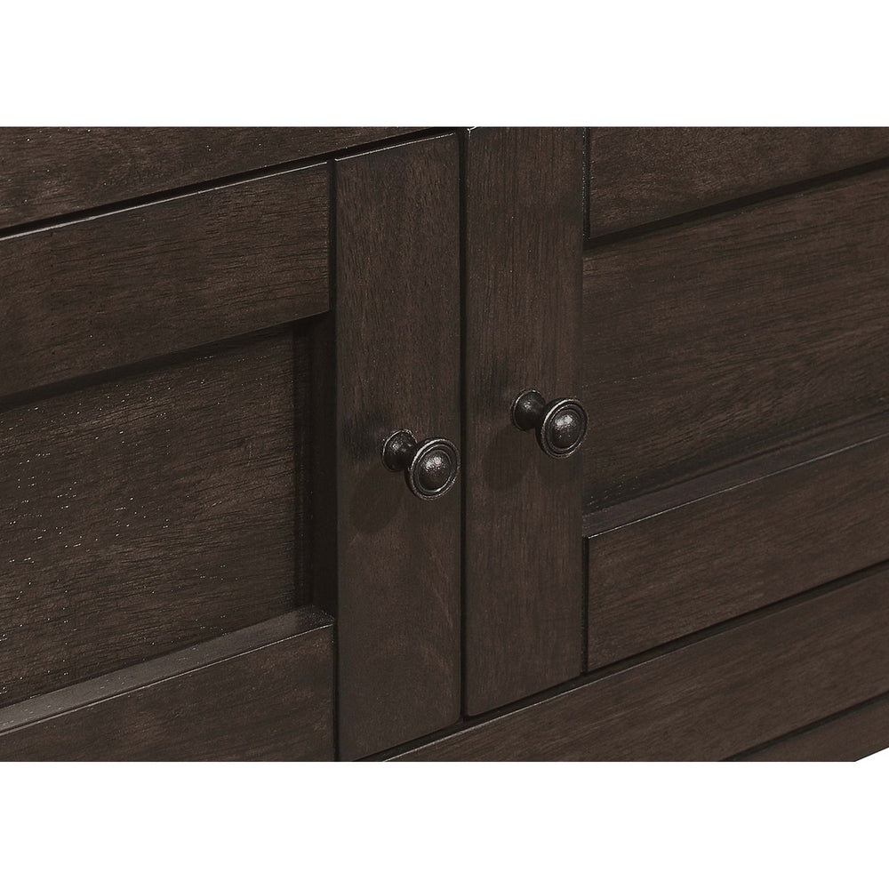 English Elm Prentiss Cappuccino 78" Extension Counter Dining Table with Built-In Storage, Sleek Rectangular Design and Versatile Entertaining Surface B062S00877