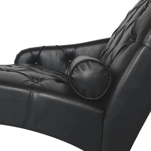 English Elm Chaise Lounge Chair Tufted Pu Leather Upholstered Accent Seat for Bedroom Living Room Black W680P415491
