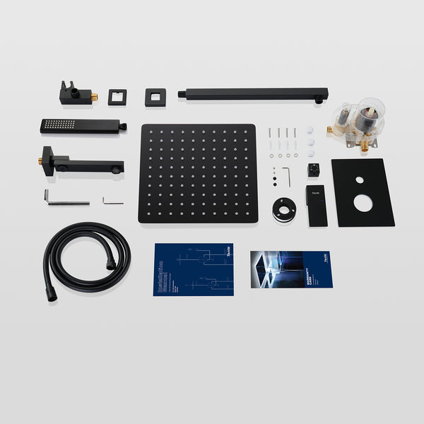 English Elm Male Npt Folding Bathtub Shower Faucet System - Matte Black Rain Shower Head With Handheld Spray T3177P277539