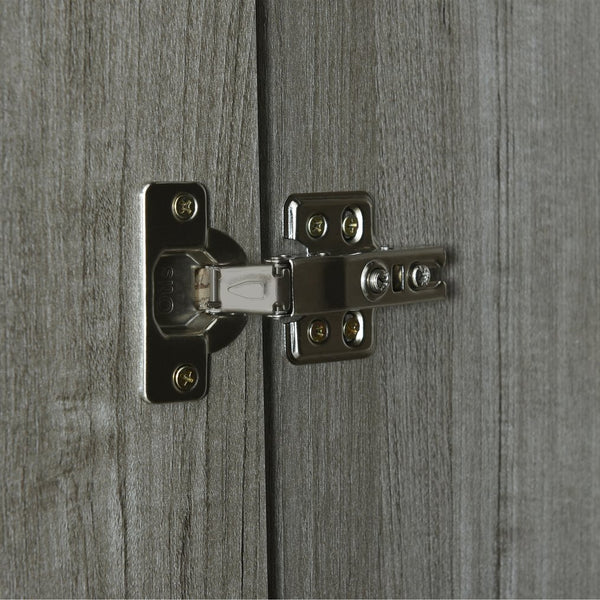 English Elm 4-Door Wardrobe with Full-Length Mirror, Dust-Proof Compartments, Shoe Door & Anti-Tip Safety Features Gray N820S00056E