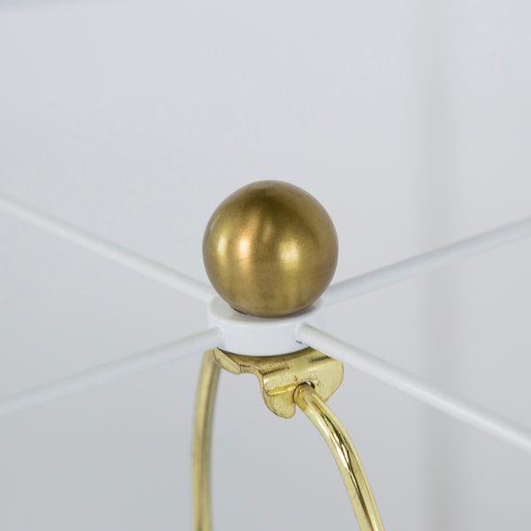 English Elm 16x16x24" Gold and White Table Lamp with Glass Cylinder, Pedestal Base & White Drum Shade — Elegant Bedside Accent ламп W2078P399251