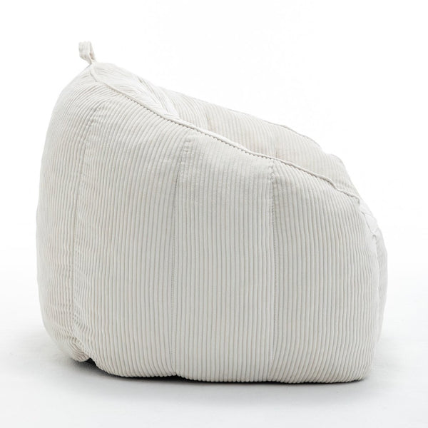 English Elm Giant Corduroy Bean Bag with Armrests Shredded Foam Lounge Chair for Living Room Beige W2200P442622