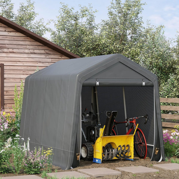 English Elm Outsunny Portable Carport Shelter with Steel Frame Anti-uv Pe Cover and Zipper Entry W2225P217230