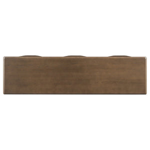 English Elm U_style Oak Veneer Console Table with Three Wave Drawers for Entryway or Foyer Brown N711P401926D