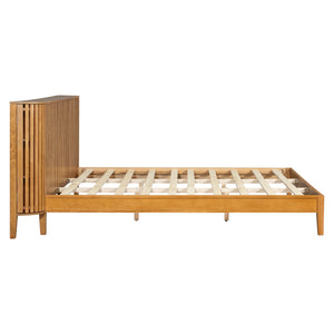 English Elm Christopher Knight Home® - King Solid Wood King Size Bed with Slat Headboard, Dual Side Storage & Display Shelves, Sturdy Comfort N758K532021N