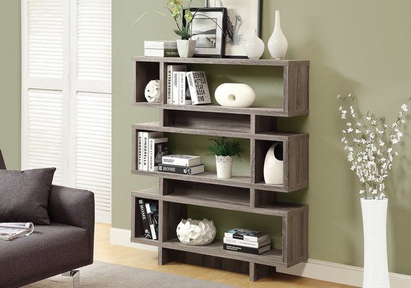 English Elm Bookshelf, 4-Tier 55" Taupe Laminate Bookcase with Thick Panels, Open Shelves, Modern Storage B2710P219235