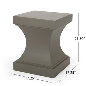 English Elm Christopher Knight Home® - ATHENA modern pedestal side table in lightweight concrete, minimalist outdoor/indoor accent, 17.25"w x 21.5"h Light Gray 67584.00LGRY