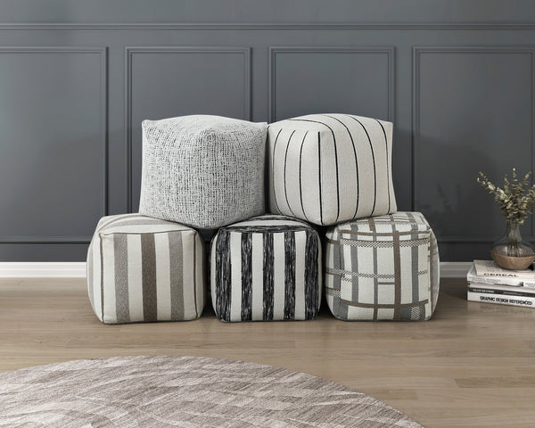English Elm Modern Square Pouf In Off-White Jacquard Fabric – Versatile Seating & Footrest For Small Spaces B011P251657