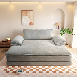 English Elm Modern Chenille Double Chaise Lounge Deep Seat Sofa with Detachable Backrest and Pillows Grey W1885S00413