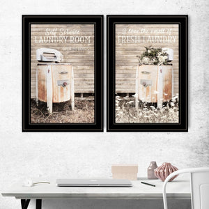 English Elm Trendy Decor 4u Billy Jacobs Farmhouse Laundry Room Two Piece Framed Canvas Wall Art B06787197