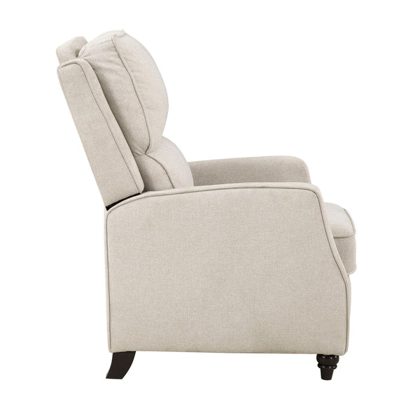 English Elm Beige Loveland Push-Back Recliner Chair with Textured Fabric, Dark Wood Legs, Transitional Comfort B011P395861