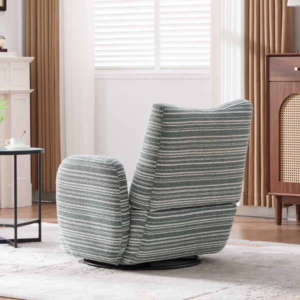 English Elm Modern Boucle 360° Swivel Leisure Chair with High‑Resilience Sponge, Supportive Curve, 550lb Capacity Mint Green W395P355484