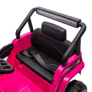 English Elm 12v Kids Electric Ride on Truck with Parental Remote Four Wheel Suspension and Led Lights Pink W1578P187456