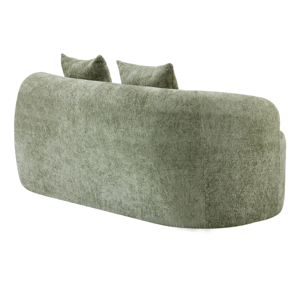 English Elm Green Curved Loveseat Sofa with Round Armrest, Foam & Spring Comfort, 2 Pillows, No Assembly, Compact W3612P348746