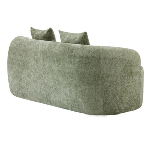 English Elm Green Curved Loveseat Sofa with Round Armrest, Foam & Spring Comfort, 2 Pillows, No Assembly, Compact W3612P348746
