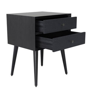 English Elm Christopher Knight Home® - Nightstand with 2 Drawers Mid-Century Acacia Wood, Splayed Legs, Brass Hardware, Easy-Glide Storage Black 20.5 L x 17.5 W x 14.75 H N761P180219B