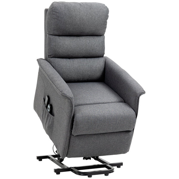 English Elm HOMCOM Electric Lift Recliner Chair with Remote Control, Supportive Foam & Pocket Storage for Seniors Grey W2225P217935