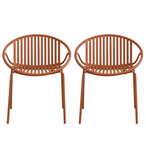 English Elm Christopher Knight Home® - Patio Ergonomic Stackable Dining Chairs with Breathable Cutout Backs, Metal Legs, 300lb Capacity Orange N768P192555O