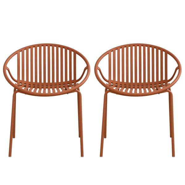 English Elm Christopher Knight Home® - Patio Ergonomic Stackable Dining Chairs with Breathable Cutout Backs, Metal Legs, 300lb Capacity Orange N768P192555O