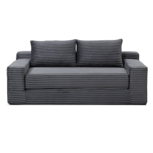 English Elm Memory Foam Cloud Loveseat with Pull-Out Bed, Convertible Floor Sofa Bed for Small Spaces and Guests Grey W2677P395127