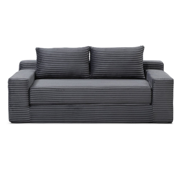 English Elm Memory Foam Cloud Loveseat with Pull-Out Bed, Convertible Floor Sofa Bed for Small Spaces and Guests Grey W2677P395127