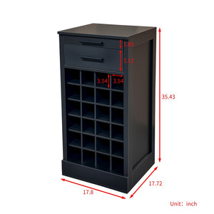 English Elm Black Walnut Modular Buffet Cabinet with Wine Storage Open Shelf and Drawer W331P410380
