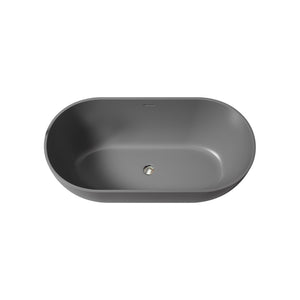 English Elm 59 Inch Freestanding Stone Resin Soaking Tub Sculptural Matte Spa Bath Design T3785P353961