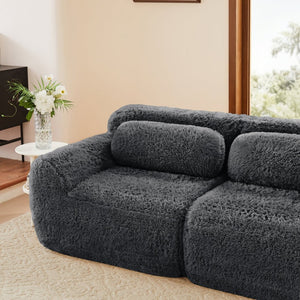 English Elm 114''soft Plush Modular Sectional Sofa with Cloud Cushions for Living Room Theater Dark Grey W714S01549