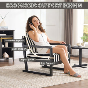 English Elm Mid-century Modern Linen Lounge Chair with Solid Wood Legs for Living Room W1249P479873