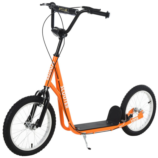 English Elm Aosom Youth Kick Scooter Steel Frame Inflatable Wheels Dual Brakes Adjustable Bar Orange W2225P217073