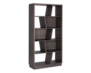 Sunpan Jude Bookcase – Bold Contemporary Design with Staggered Shelving for Stylish Storage Solutions Charcoal Grey