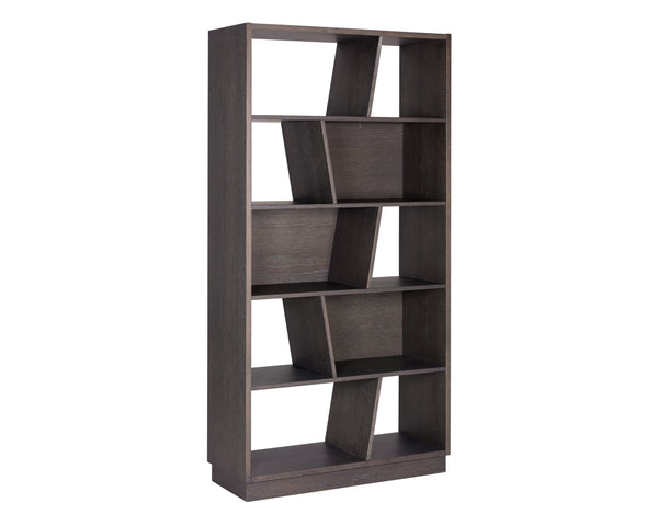 Sunpan Jude Bookcase – Bold Contemporary Design with Staggered Shelving for Stylish Storage Solutions Charcoal Grey